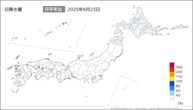 23日の日降水量の分布図