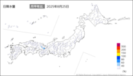 25日の日降水量の分布図