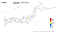7日の日降水量の分布図