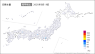 10日の日降水量の分布図