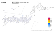 11日の日降水量の分布図