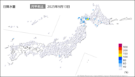 一昨日の日降水量の分布図