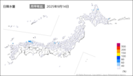 昨日の日降水量の分布図