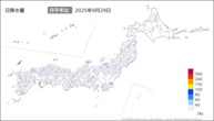 29日の日降水量の分布図