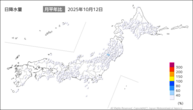 12日の日降水量の分布図