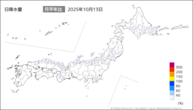 13日の日降水量の分布図