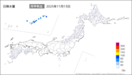 13日の日降水量の分布図