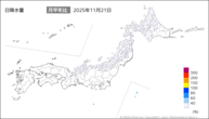21日の日降水量の分布図