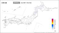 23日の日降水量の分布図