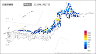 日最深積雪平年比の分布図