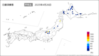 日最深積雪平年比の分布図