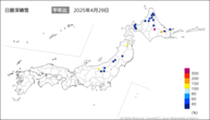 日最深積雪平年比の分布図