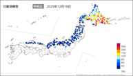 日最深積雪平年比の分布図