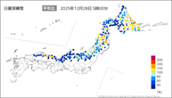 日最深積雪平年比の分布図