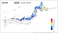 日最深積雪平年比の分布図