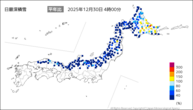 日最深積雪平年比の分布図