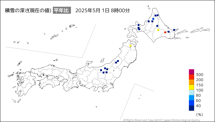 積雪の深さ（平年比）