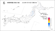 6時間降雪量（現在の値）の分布図