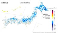10日の最低気温の分布図