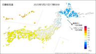 今日の最低気温の分布図