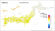 18日の最低気温の分布図