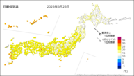 昨日の最低気温の分布図