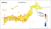 5日の最低気温の分布図
