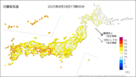 今日の最低気温の分布図