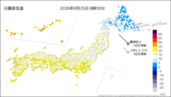今日の最低気温の分布図