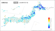 昨日の最低気温平年差の分布図