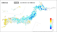 今日の最低気温平年差の分布図