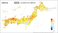 今日の最低気温平年差の分布図
