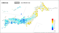 5日の最低気温平年差の分布図