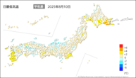 今日の最低気温平年差の分布図