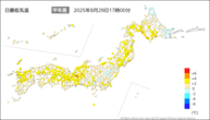 今日の最低気温平年差の分布図
