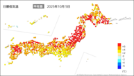 一昨日の最低気温平年差の分布図