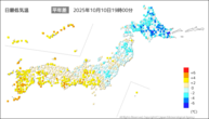 今日の最低気温平年差の分布図