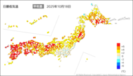 一昨日の最低気温平年差の分布図