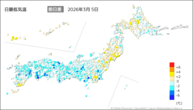 5日の最低気温前日差の分布図