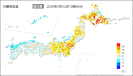 今日の最低気温前日差の分布図