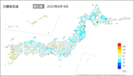 一昨日の最低気温前日差の分布図
