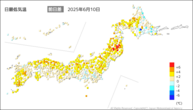 昨日の最低気温前日差の分布図