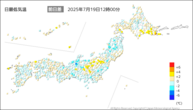 今日の最低気温前日差の分布図