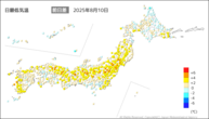 今日の最低気温前日差の分布図