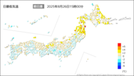 今日の最低気温前日差の分布図