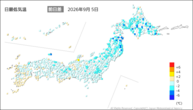 5日の最低気温前日差の分布図