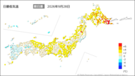 一昨日の最低気温前日差の分布図