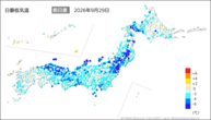 昨日の最低気温前日差の分布図