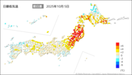 一昨日の最低気温前日差の分布図