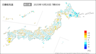 今日の最低気温前日差の分布図